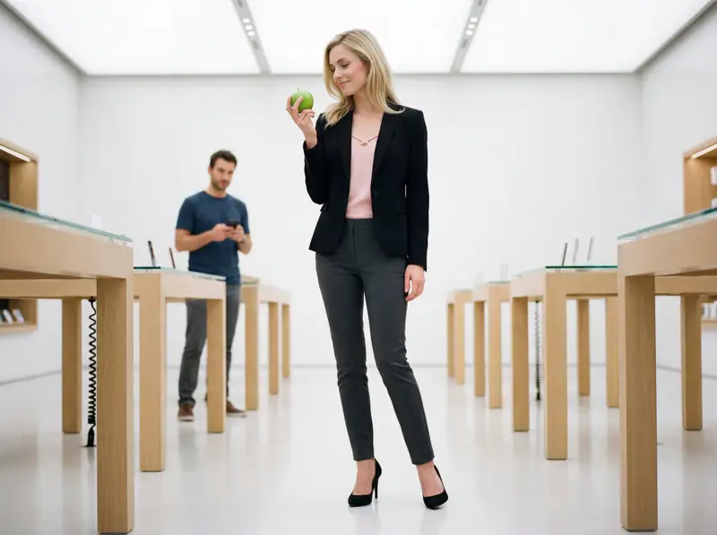Preview of Luxury Retail Editorial Scene with Symbolic Apple