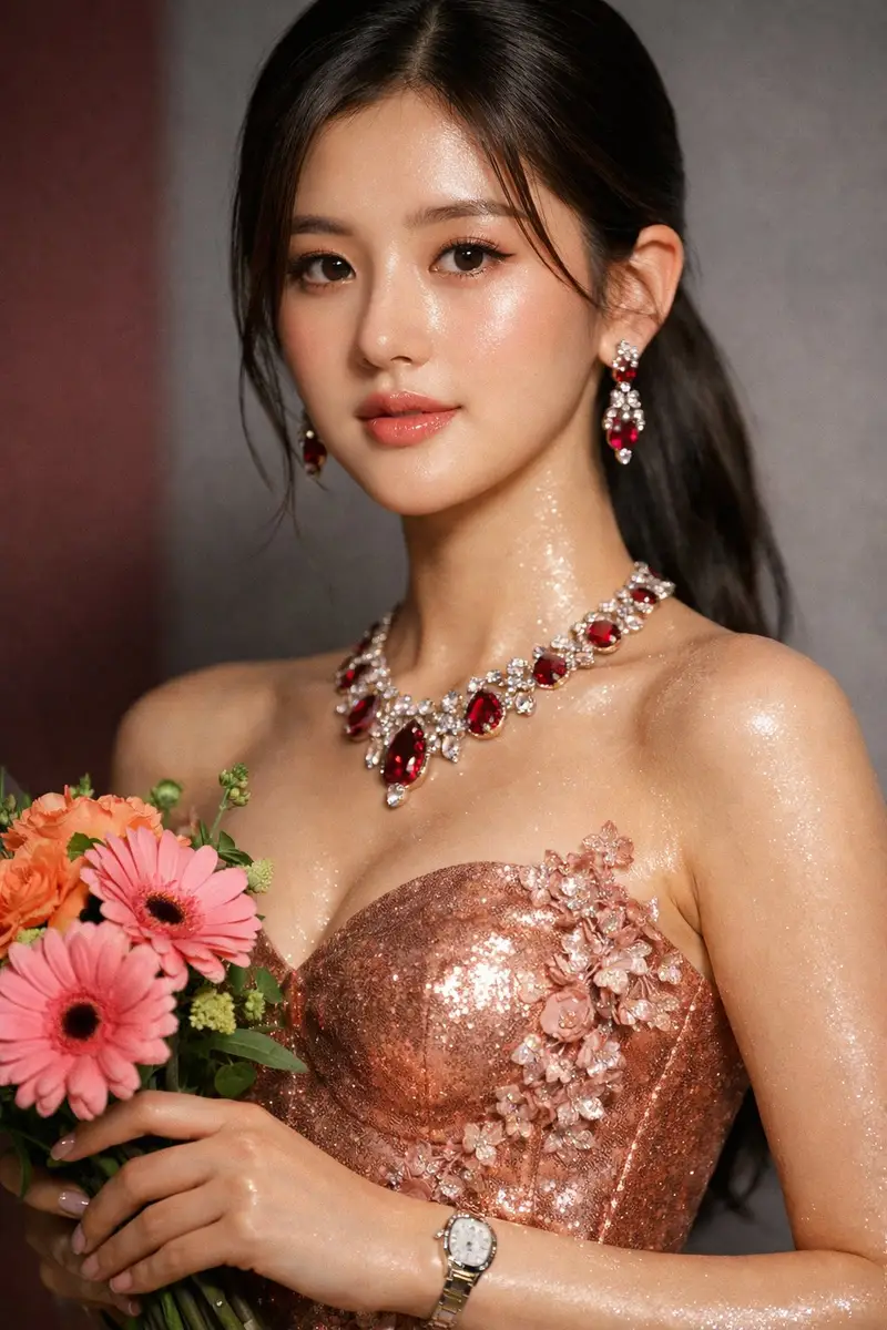 Preview of Macro Portrait of Zhao Lushi in Sequined Gown