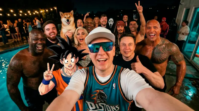 Preview of Celebrity party image prompt