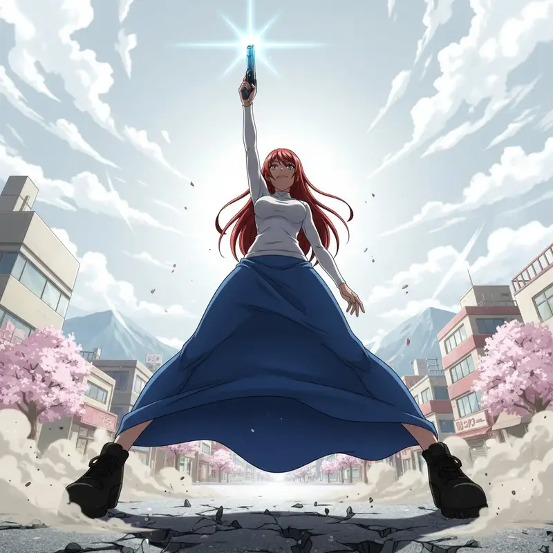 Preview of Nano Banana Prompt for Heroic Low-Angle Pose with Beam Weapon
