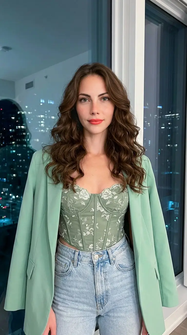 Preview of Aqua Green Elegance Fashion Image Prompt