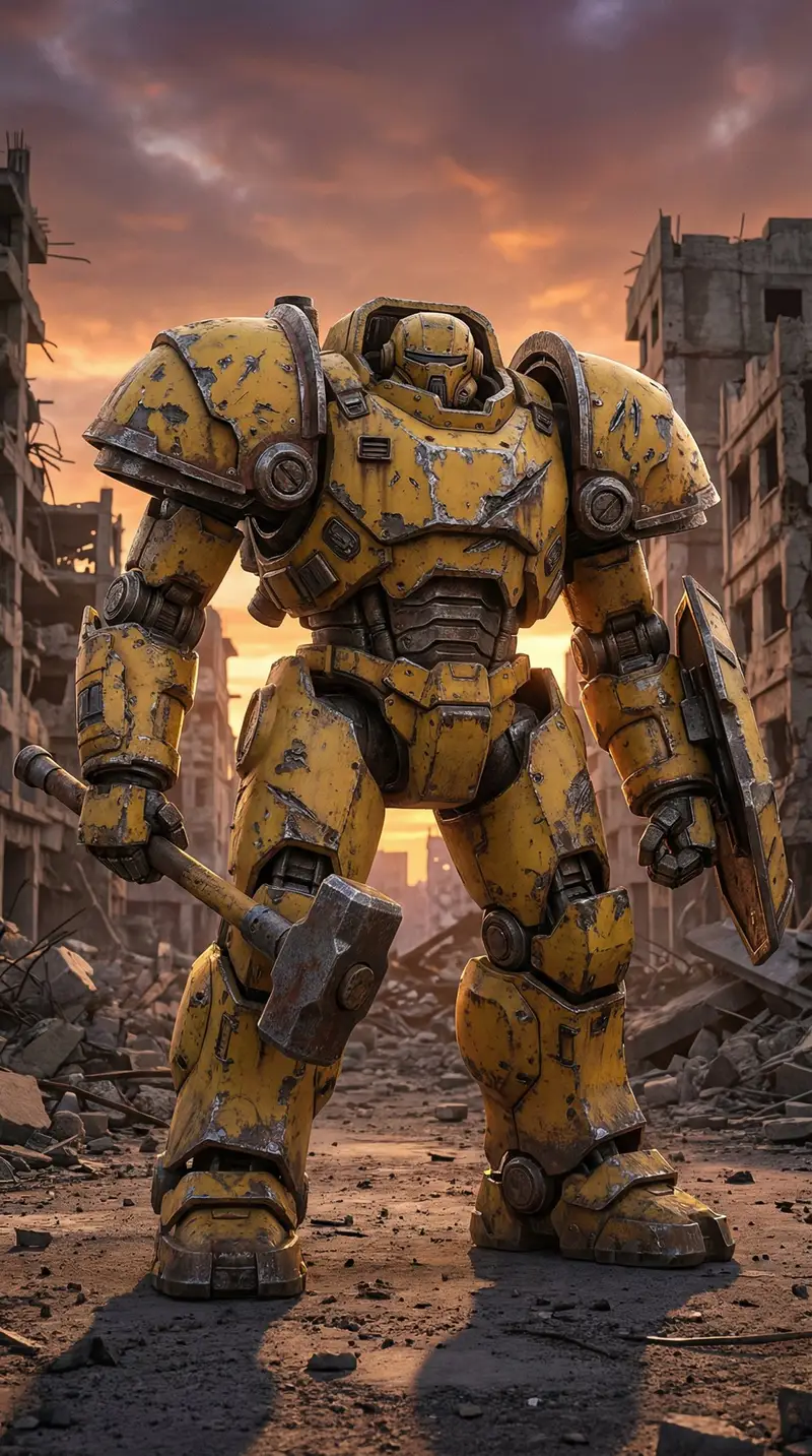 Preview of Photorealistic Battle-Damaged Mech Prompt