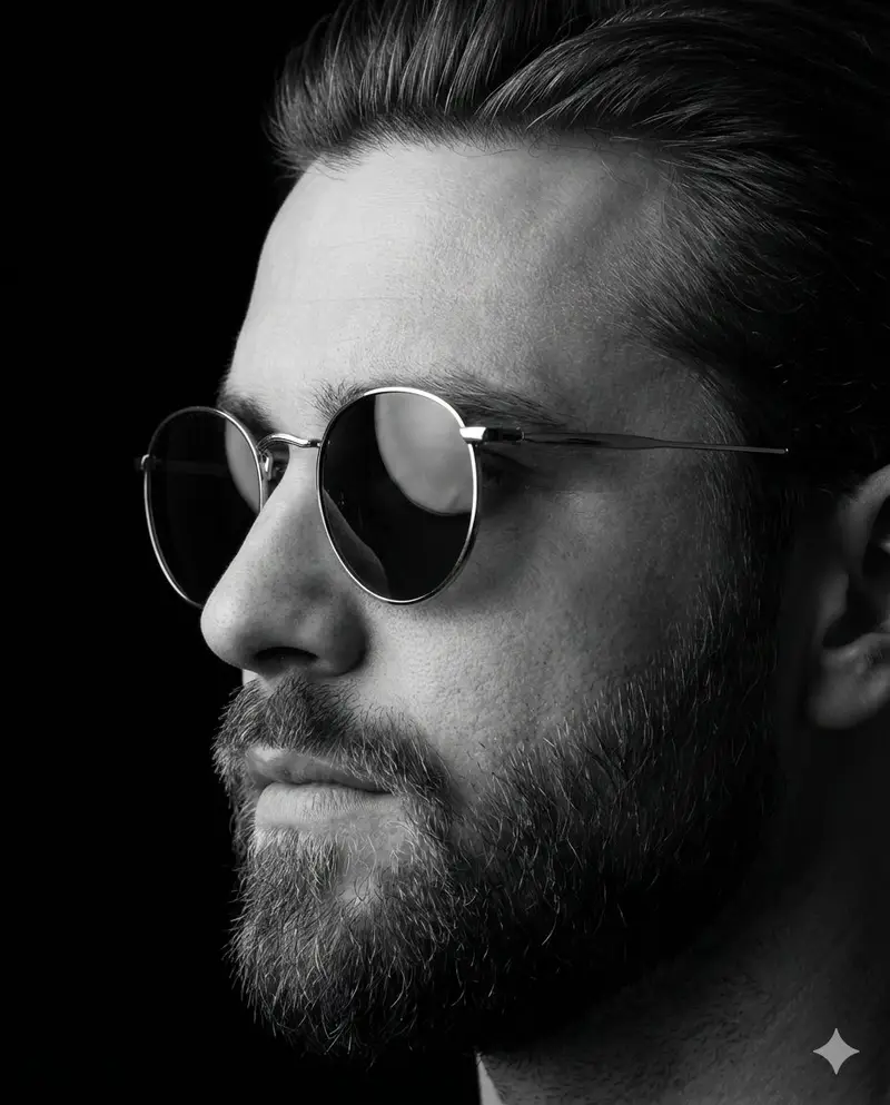 Preview of Dramatic Black-and-White Studio Portrait of a Stylish Man