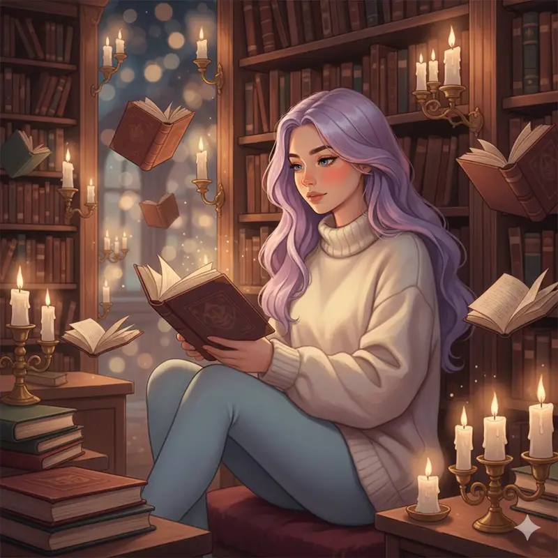 Preview of Whimsical Magical Library Digital Painting Prompt