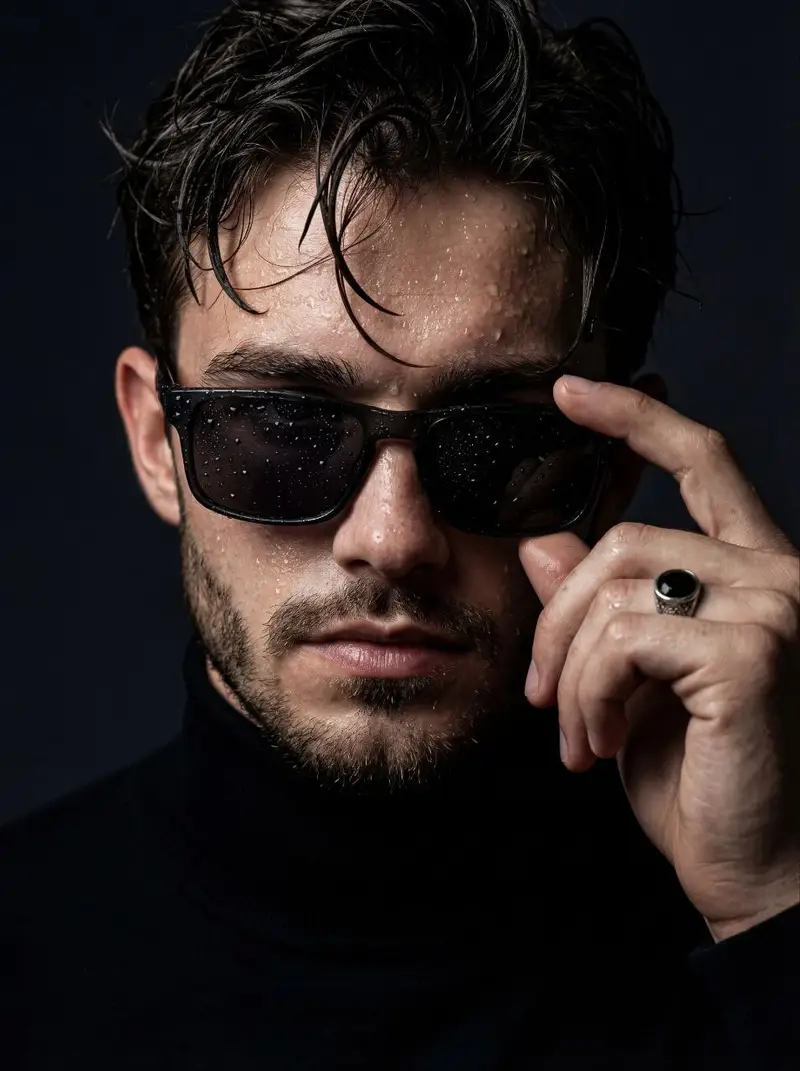 پیش‌نمایش Moody Cinematic Close-Up Portrait with Wet Skin