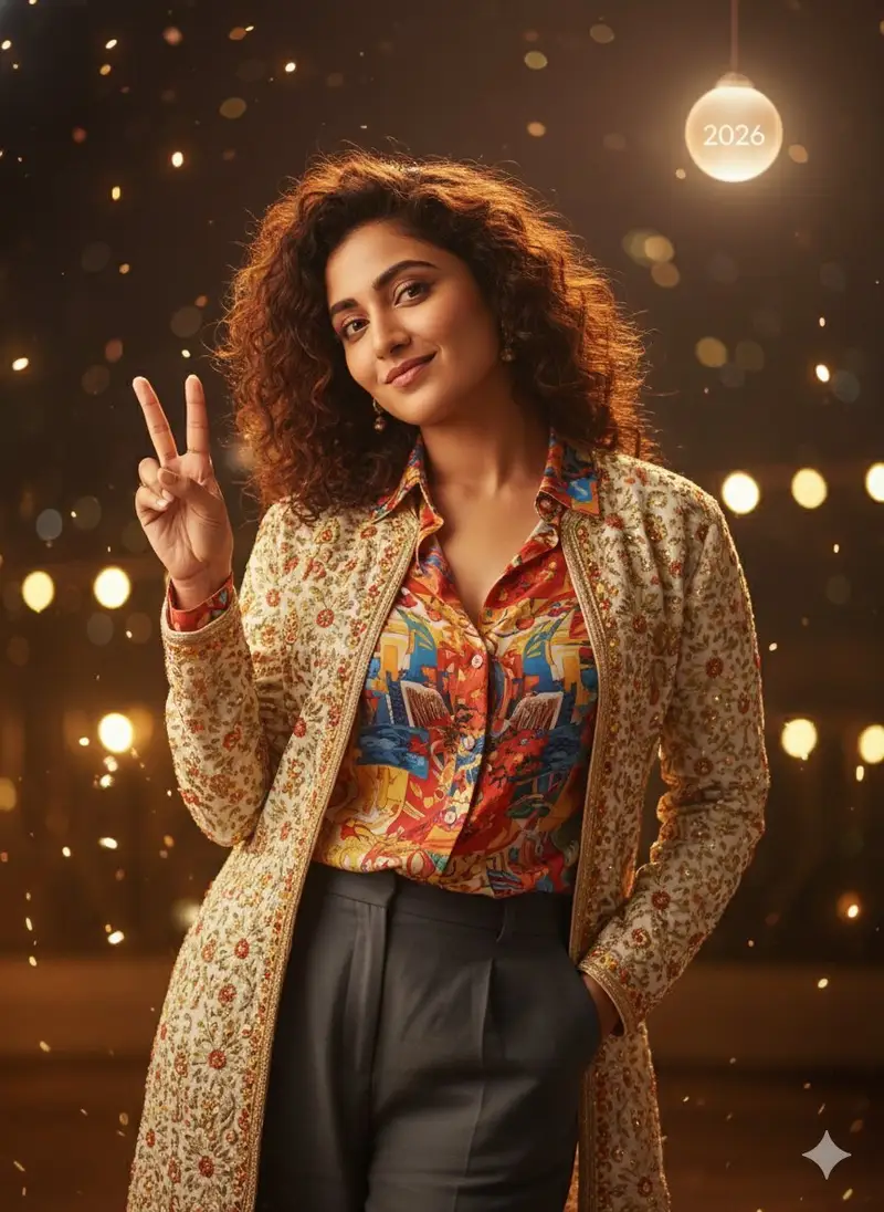 Preview of Desi Funny New Year 2026 Cinematic Portrait Prompt