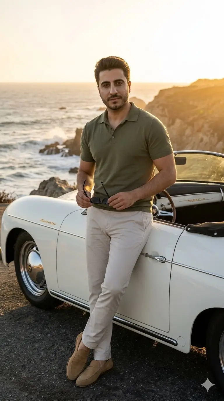 Preview of Coastal Road Portrait with Vintage Porsche