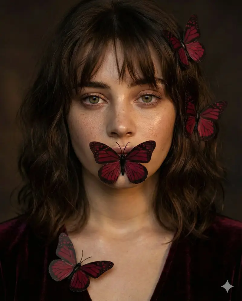 Preview of Mysterious Portrait with Butterflies