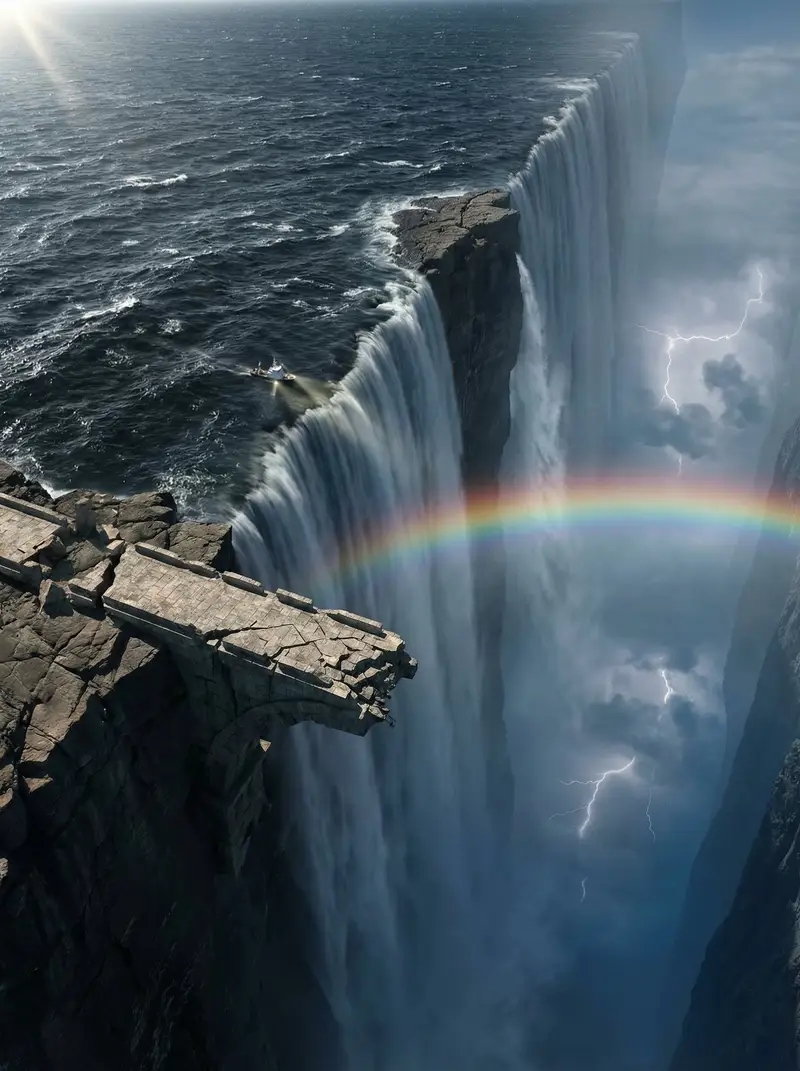 پیش‌نمایش Ultra-Widescreen Tectonic Rift and World's End Scene Prompt in JSON