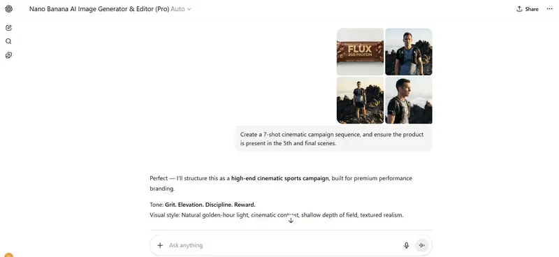 Preview of 7-Shot Cinematic Campaign Sequence Prompt
