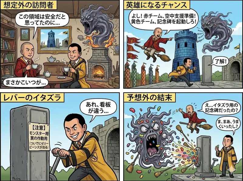 Preview of Four-Panel Manga: Judgment of the Ministry of Magic