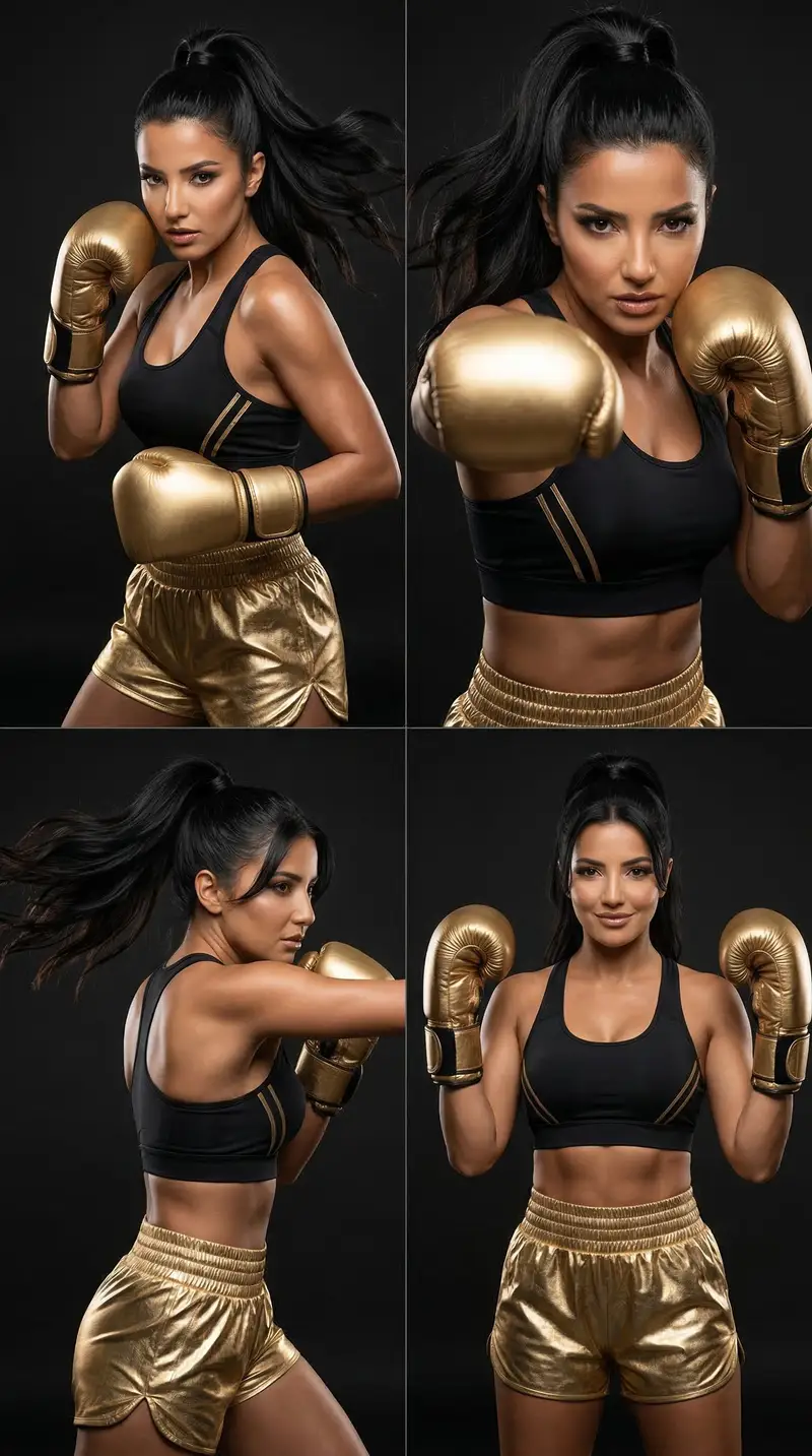 Preview of 2x2 Grid Luxury Boxing Editorial prompt for Nano Banana Pro
