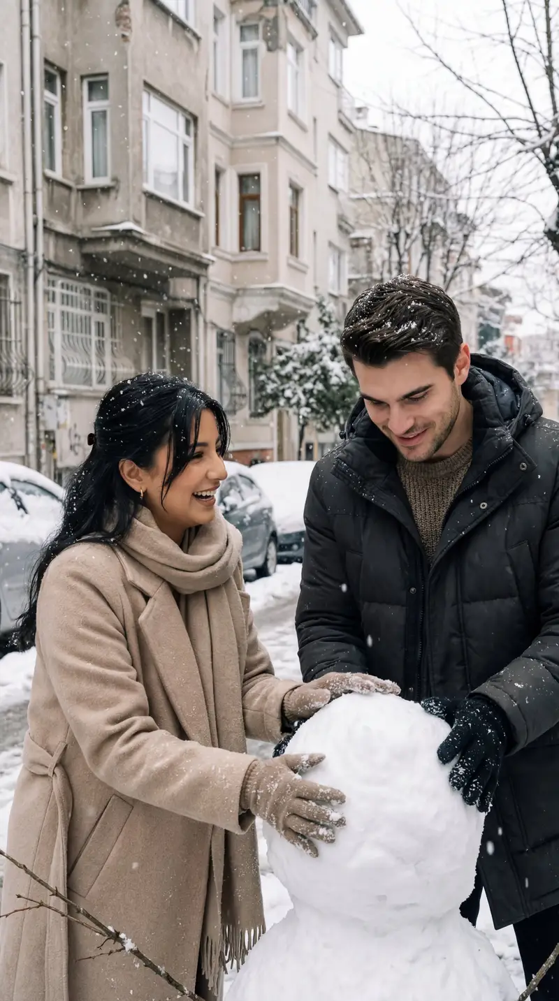 Preview of Photorealistic Cinematic Street Romance in Istanbul Snow