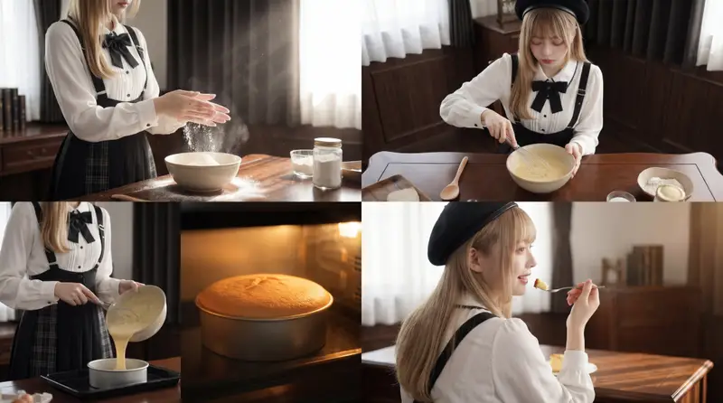 پیش‌نمایش Cinematic Cake Making Process Video Prompt