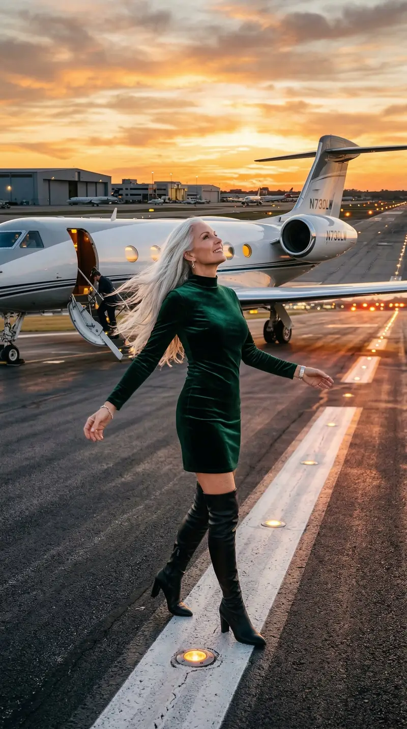 Preview of Cinematic Photo of Woman on Airport Runway