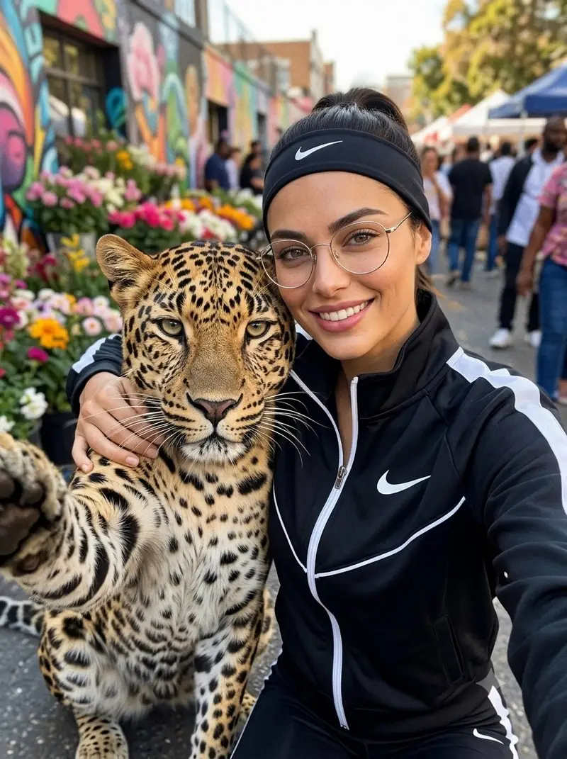 Preview of Leopard Selfie Streetwear Portrait