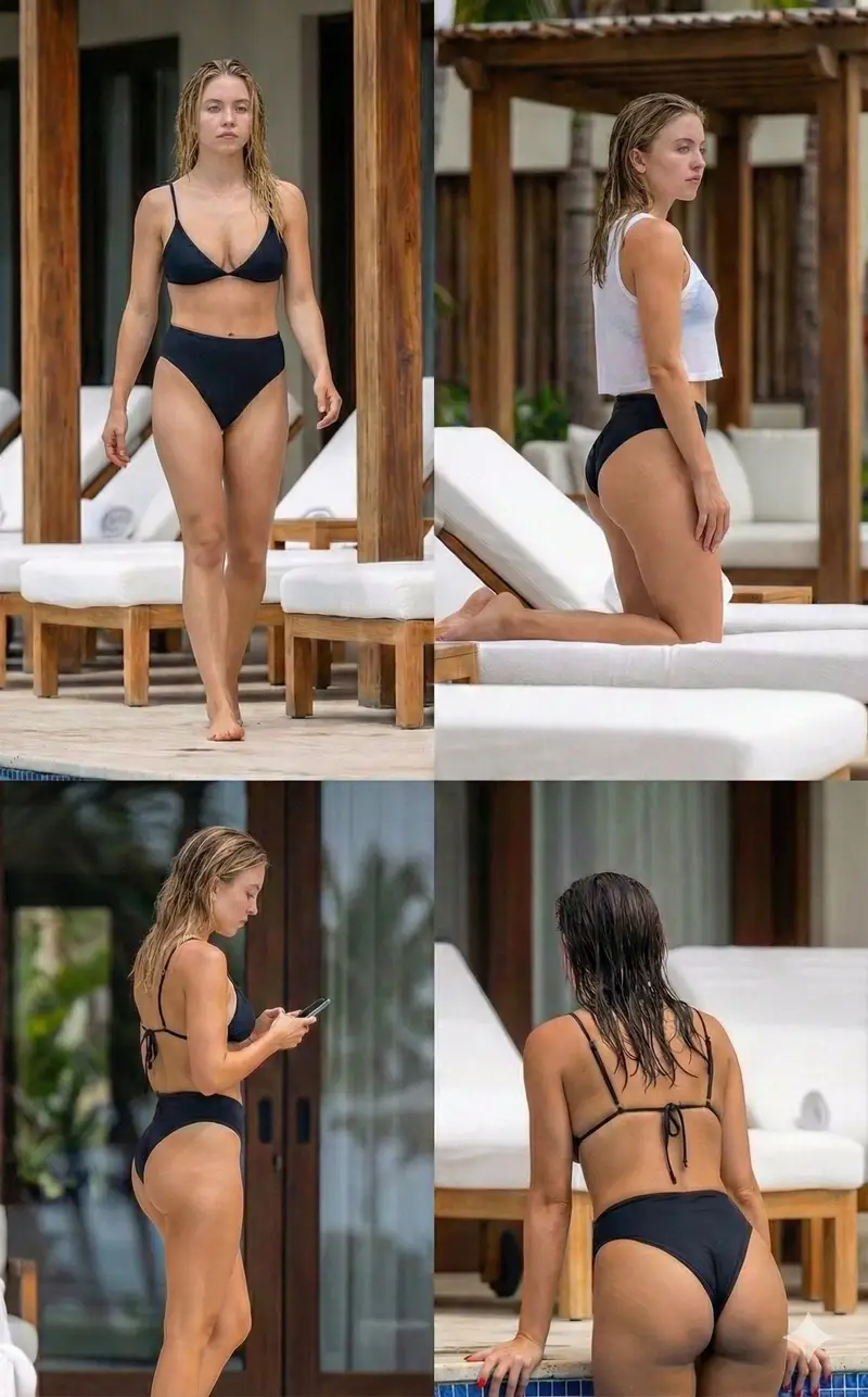 Preview of Sydney Sweeney Poolside 2x2 Grid Collage Prompt