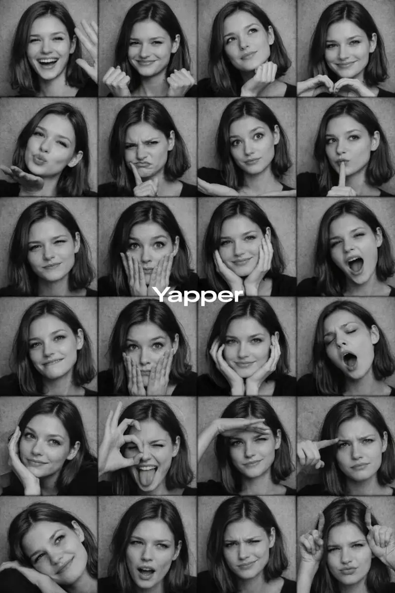 Preview of Black and White Photobooth Expression Grid Prompt