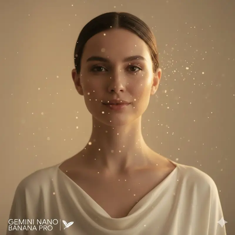 Preview of High-fashion close-up portrait of a woman with simple elegance