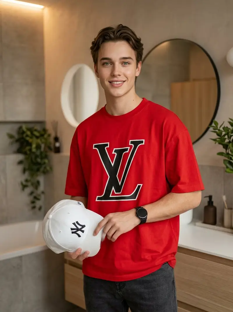 Preview of Fashion Editorial Portrait in Modern Bathroom