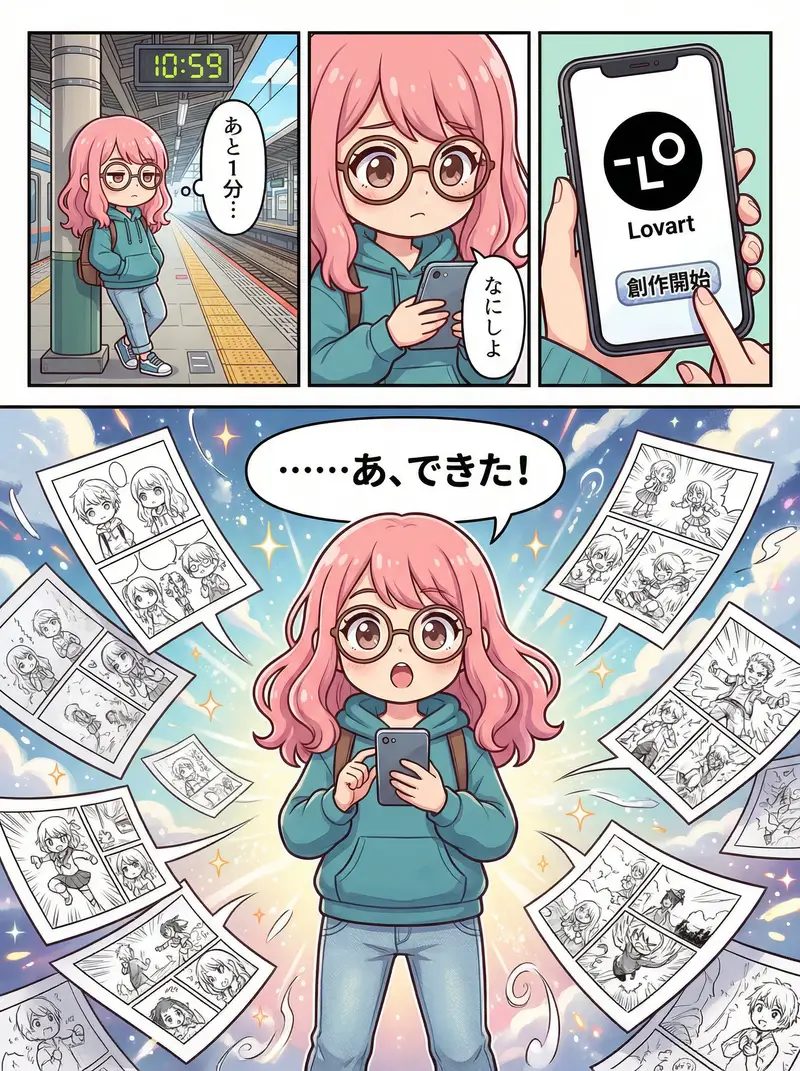 Preview of Four-Panel Manga Creation about Lovart App