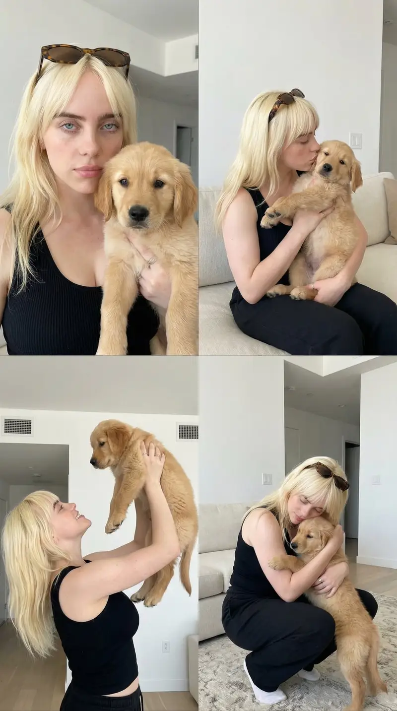 Preview of 2x2 Collage of Woman with Golden Retriever Puppy