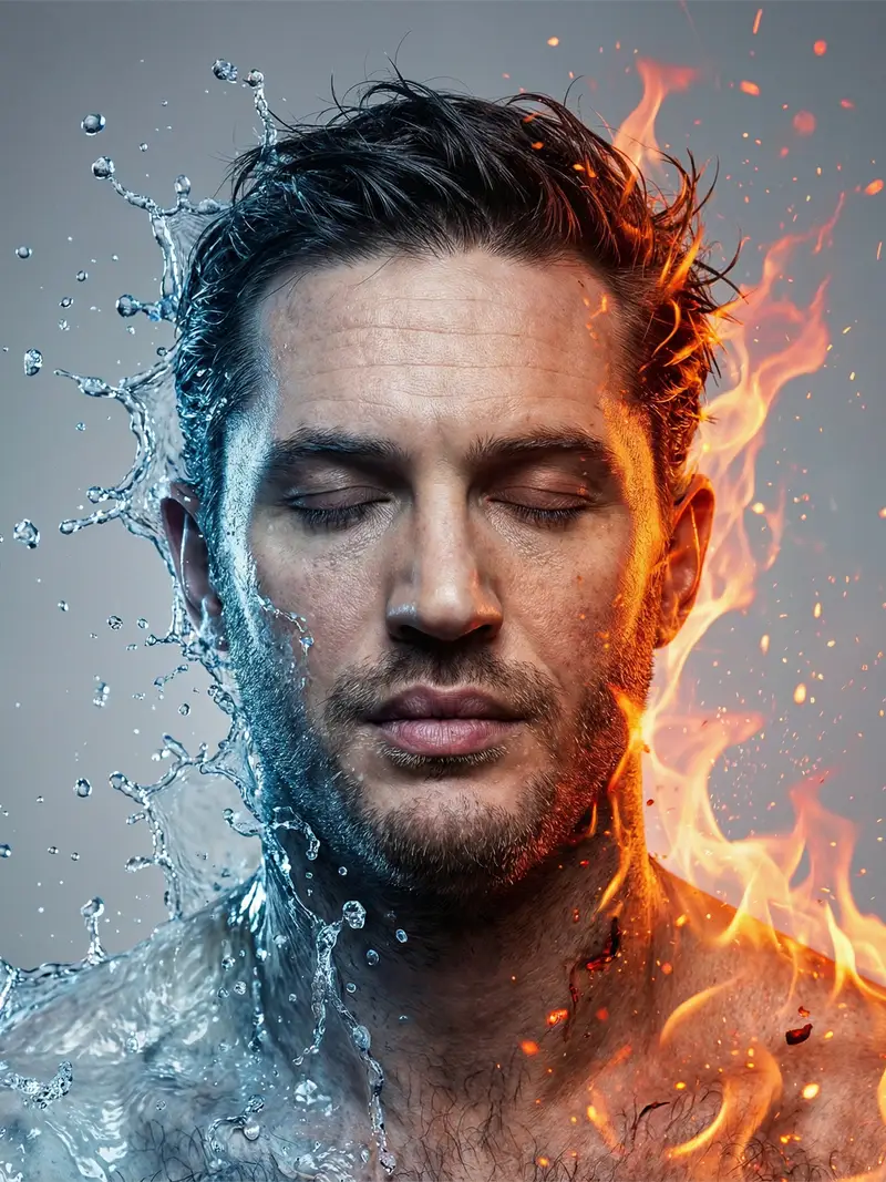 Preview of Conceptual Fire and Water Portrait
