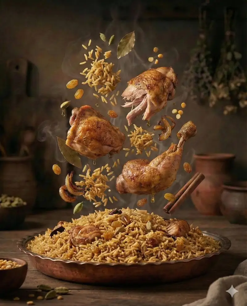 Preview of Cinematic Exploded-View Middle Eastern Food Scene