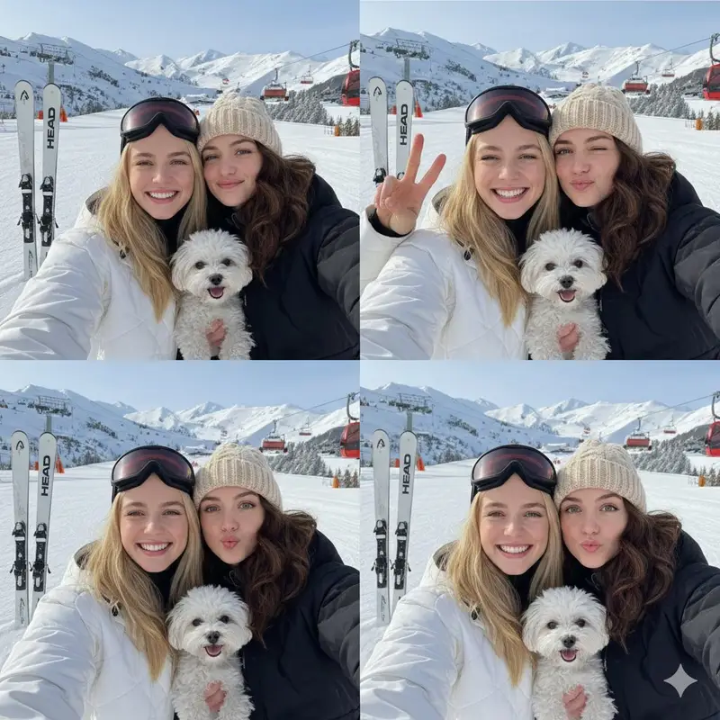 Preview of 2x2 Winter Ski Selfie Collage with Dog