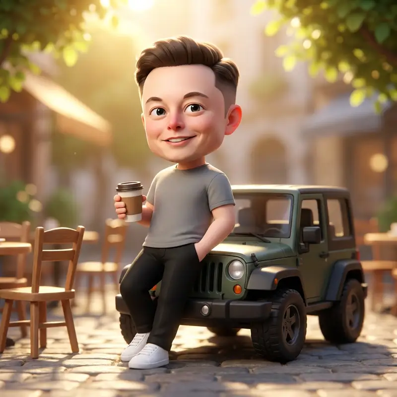 پیش‌نمایش Pixar-Quality 3D Chibi Character with Mini Jeep
