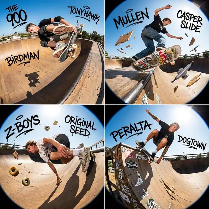 Preview of 90s Skate Magazine Style Skateboarder Grid Prompt for Nano Banana