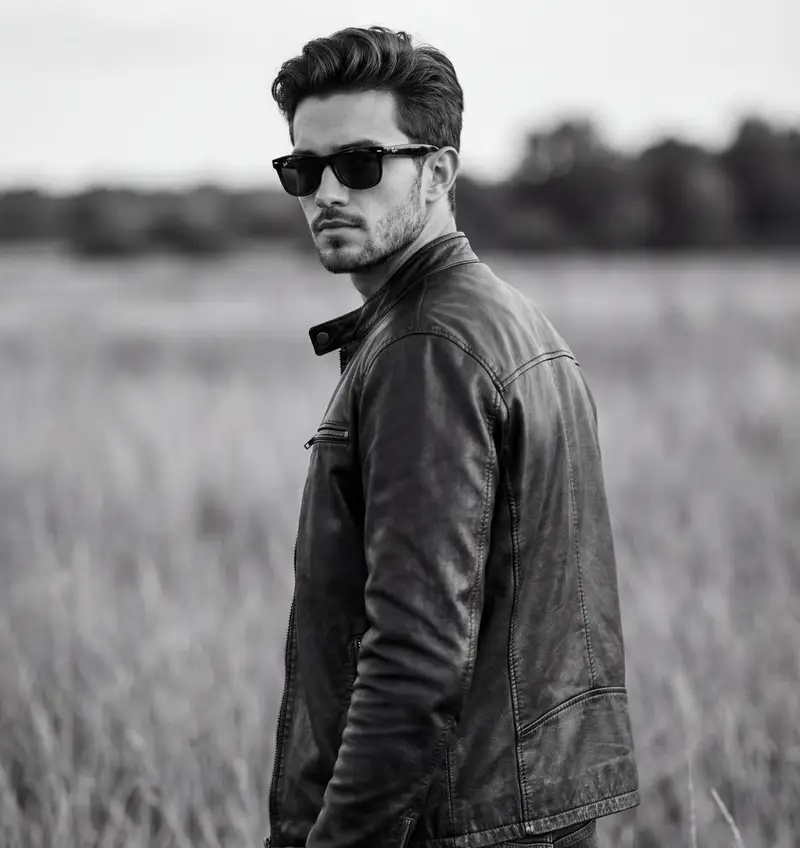 Preview of Cinematic Black and White Biker Portrait