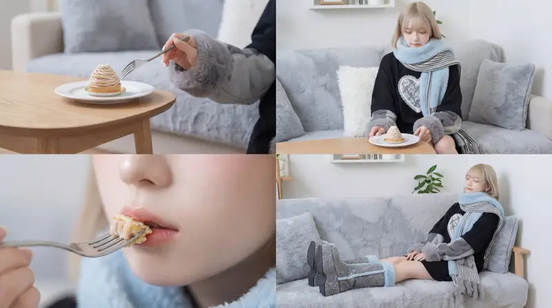 Preview of Cinematic Video of a Woman Enjoying Sweets