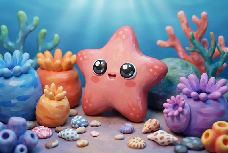 Preview of Natural Language Prompt for Kawaii Starfish in Custom Chibi Style