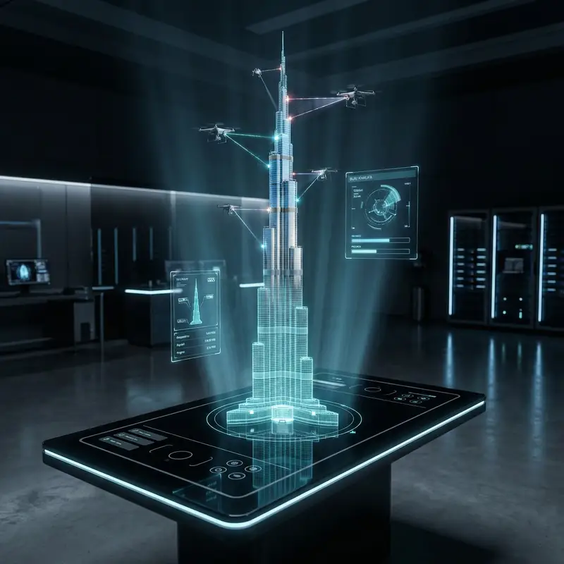 پیش‌نمایش Futuristic Holographic Burj Khalifa Blueprint