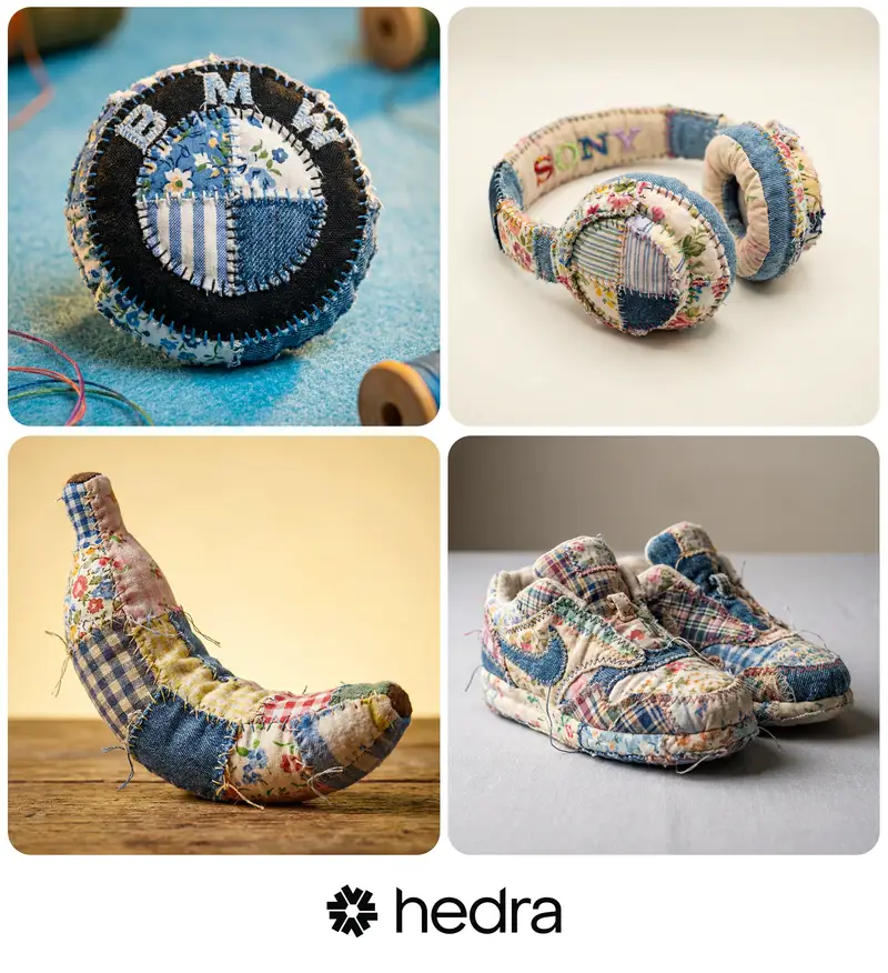 Preview of Hyper-realistic Patchwork Amigurumi Product Photo Prompt