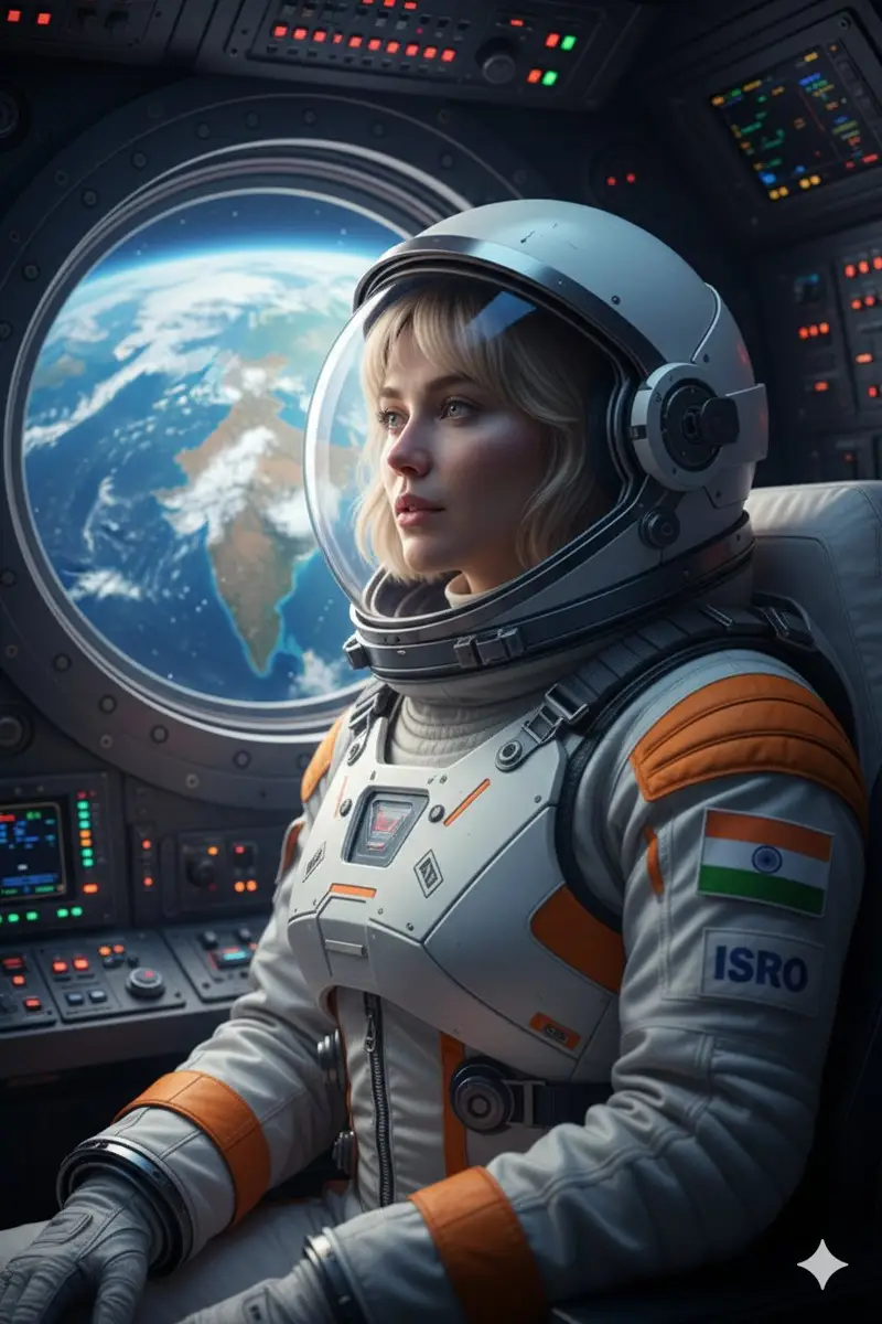 Preview of Cinematic Portrait of Indian Astronaut in ISRO Spacesuit