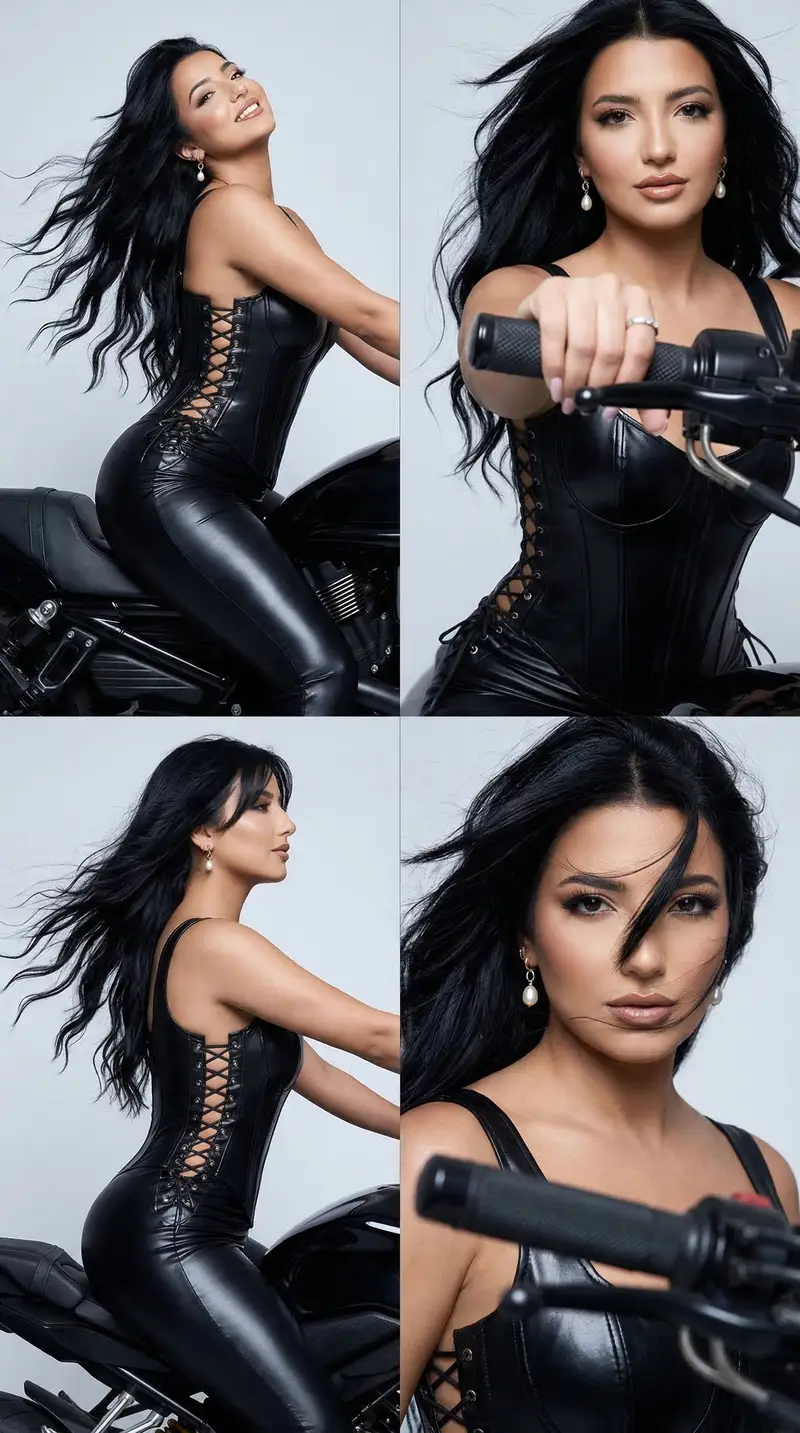 Preview of Luxury Editorial Motorcycle Femme Fatale Grid