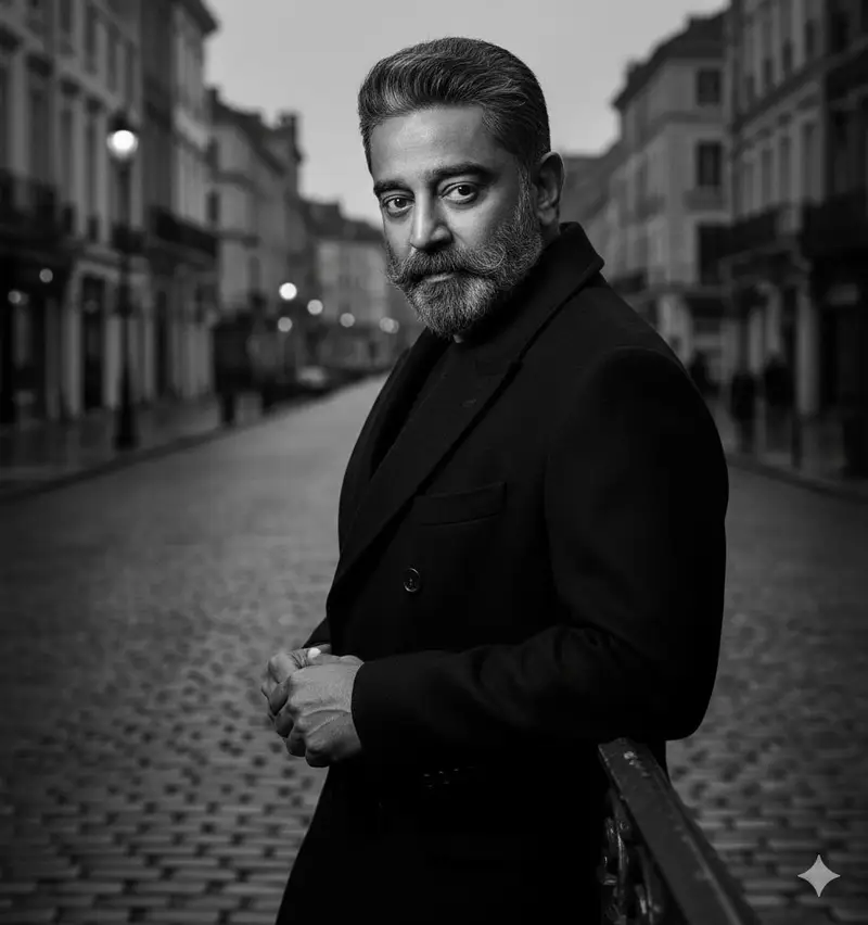 Preview of Black and White Noir Fashion Editorial Portrait