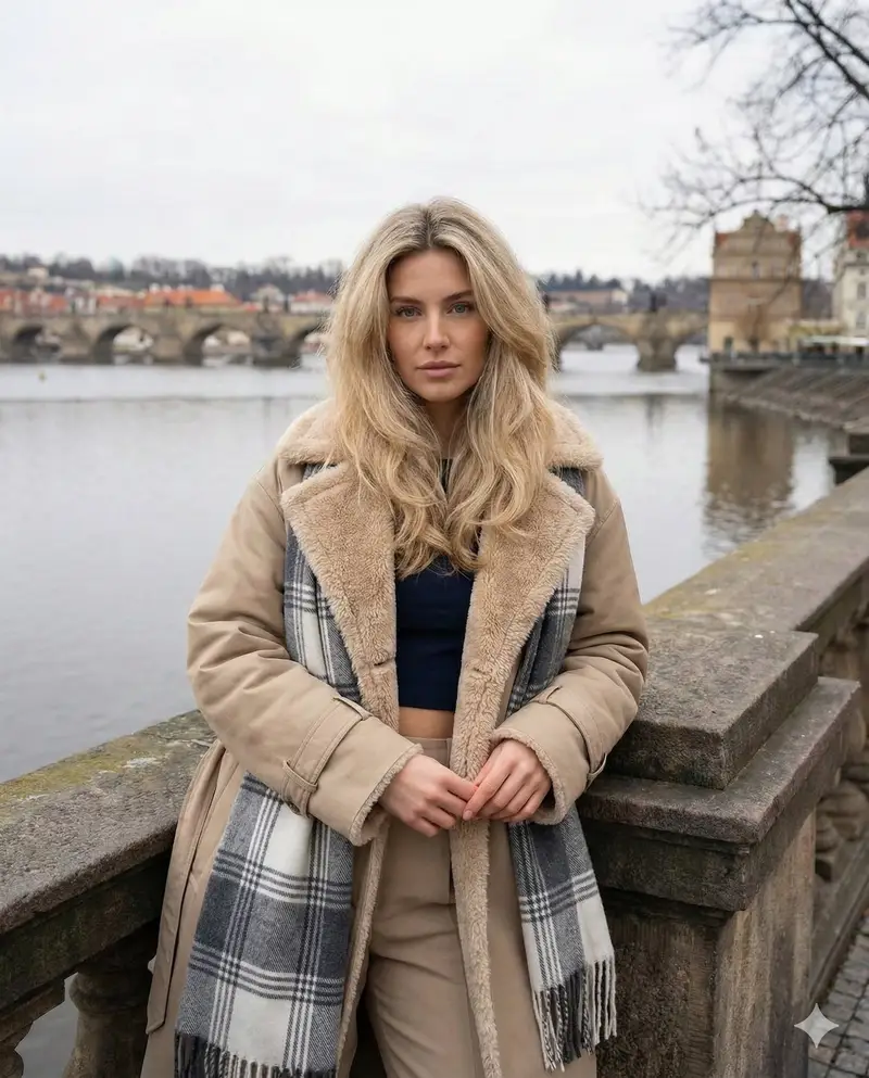 Preview of Winter Street Style Portrait in European City Prompt