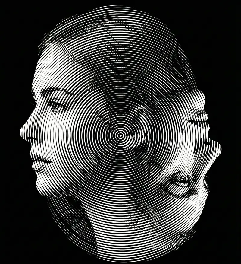 Preview of Dual-Orientation Optical Illusion Portrait