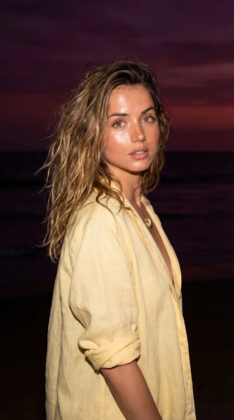 Preview of Late-Night Coastal Portrait with Flash and Sunset Glow