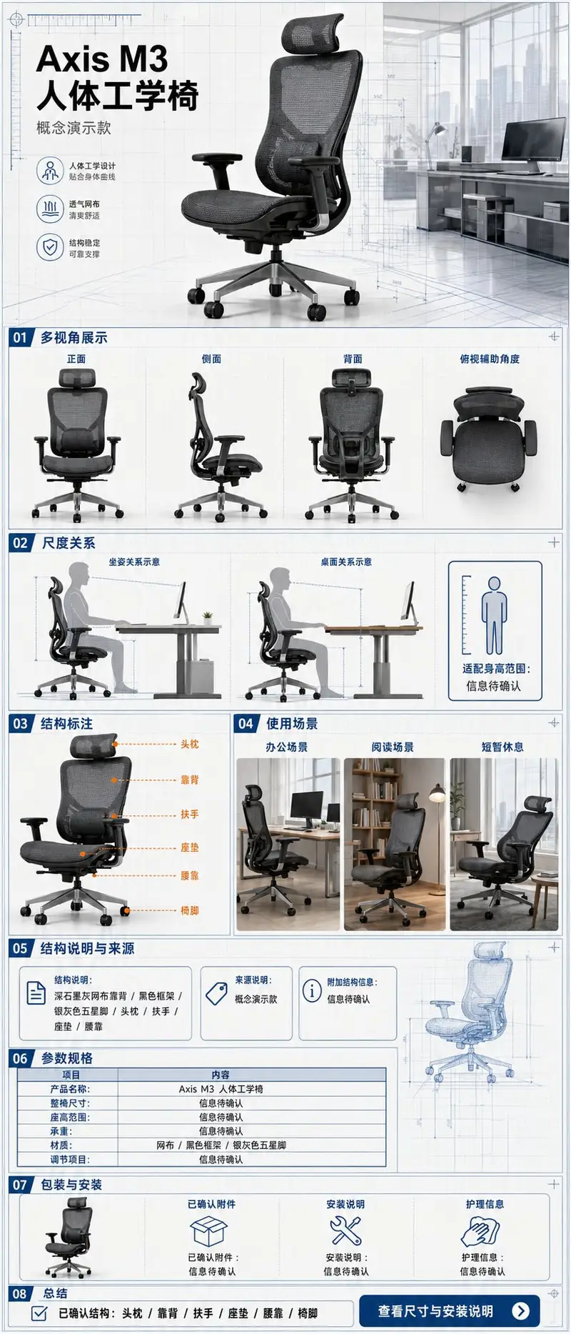 Preview of Ergonomic Office Chair E-commerce Mobile Detail Page