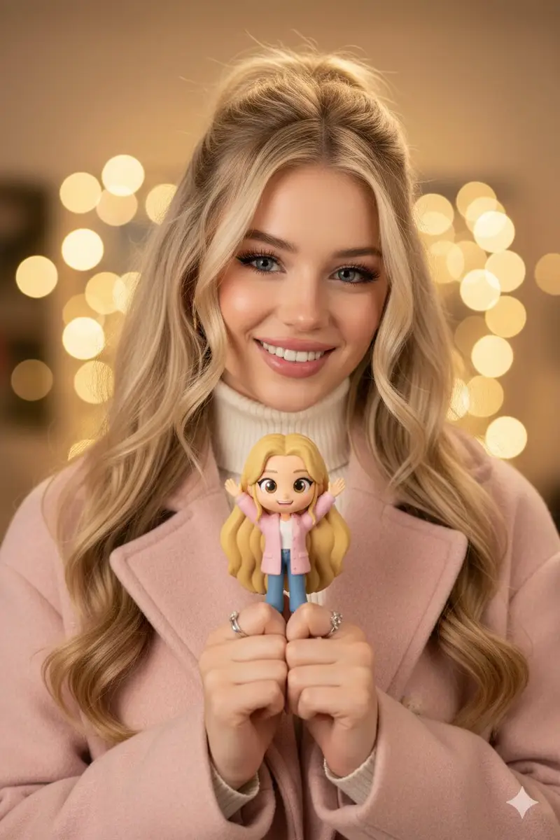 Preview of Hyper-realistic Portrait with Chibi Figurine Prompt