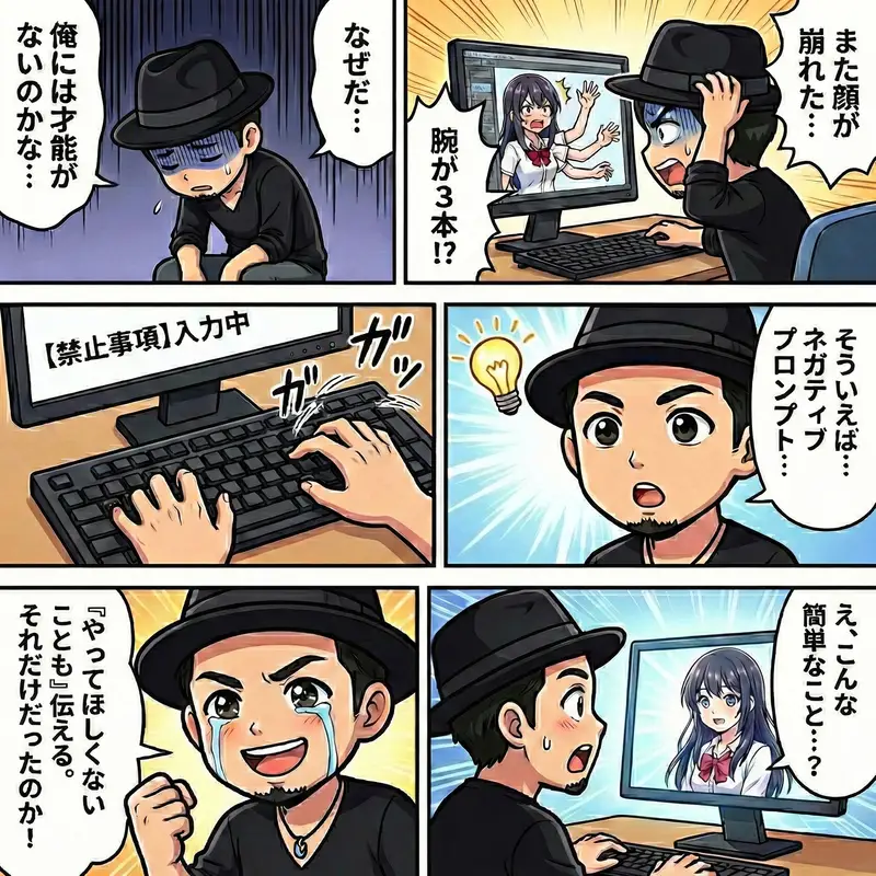 Preview of Negative Prompting for Manga Generation in NanoBanana Pro