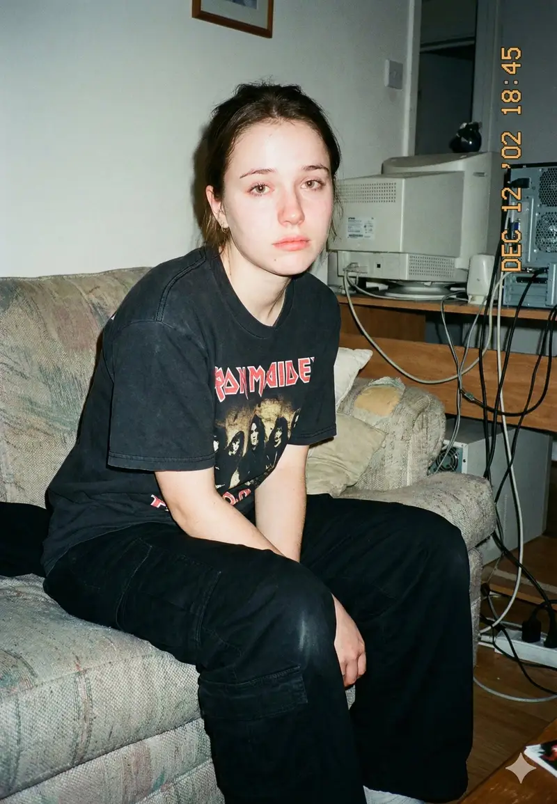 Preview of Lo-Fi Candid Portrait with Direct Flash (Early 2000s Aesthetic)