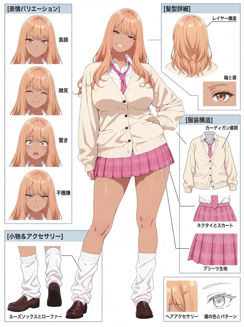 Preview of Anime Character Reference Sheet Prompt (Nano Banana 2)