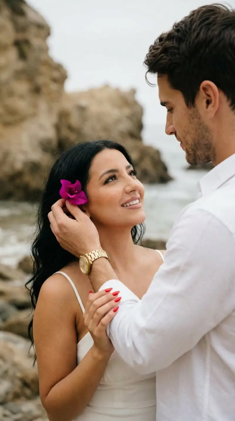 Preview of Romantic Beach Couple Closeup with Identity Preservation
