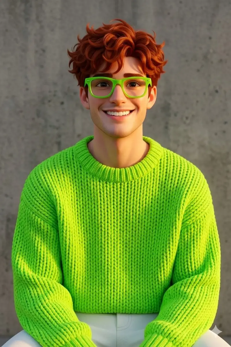 Preview of Disney-Pixar Style 3D Portrait of Man in Neon Sweater (Full)