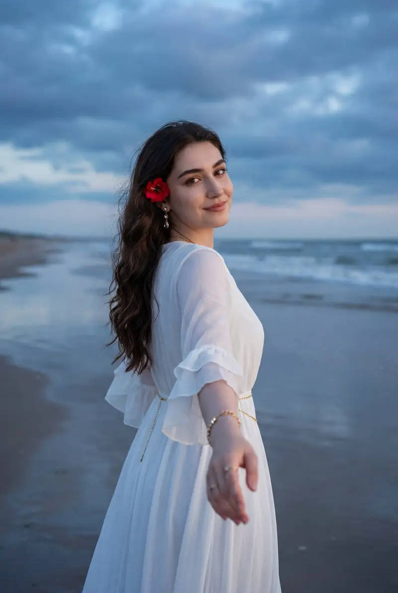 Preview of Ethereal Coastal Lifestyle Portrait at Blue Hour